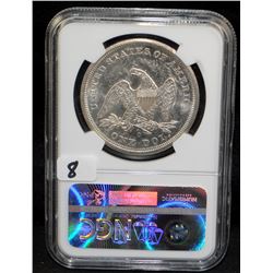 RARE 1860-0 SEATED LIBERTY DOLLAR - NGC MS61