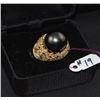 Image 1 : LADIES 14K BLACK TAHITIAN PEARL & DIAMOND RING