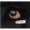 Image 4 : LADIES 14K BLACK TAHITIAN PEARL & DIAMOND RING