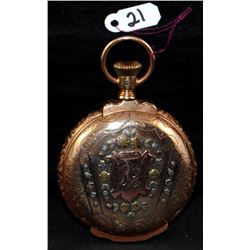 STAG 14K PINK GOLD BOX HINGE CASE POCKET WATCH