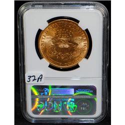 SCARCE 1899 $20 LIBERTY GOLD COIN - NGC MS62