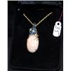 Image 1 : LADIES 14K CORAL, SAPPHIRE & DIAMOND PENDANT