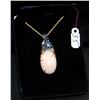 Image 3 : LADIES 14K CORAL, SAPPHIRE & DIAMOND PENDANT