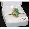 Image 3 : LADIES VINTAGE 18K EMERALD & DIAMOND RING