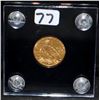 Image 1 : 1908 $2 1/2 INDIAN GOLD COIN FROM SAFE DEPOSIT