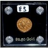 Image 2 : 1910 $2 1/2 INDIAN GOLD COIN FROM SAFE DEPOSIT