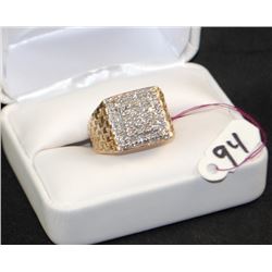 MEN'S 10K NUGGET STYLE DIAMOND CLUSTER RING