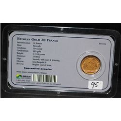 1875 BELGIUM $20 FRANC GOLD COIN FROM SAFE DEPOSIT