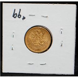 1897 RUSSIAN $5 RUBLE GOLD COIN FROM SAFE DEPOSIT