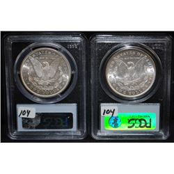 1880-S & 1887 MORGAN DOLLARS - PCGS MS64