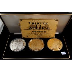 "TRIBUTE TO AMERICA" 3-PIECE 1/2 TROY OZ SILVER EA
