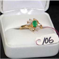 LADIES 14K EMERALD & DIAMOND FASHION RING