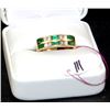 Image 1 : LADIES 14K DIAMOND & EMERALD FASHION BAND