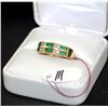 Image 3 : LADIES 14K DIAMOND & EMERALD FASHION BAND