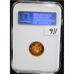 1874 SWEDISH 10 KRONER GOLD COIN - NGC MS69