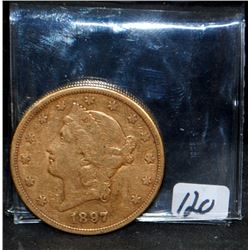 SCARCE 1897-S $20 LIBERTY GOLD COIN