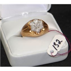 MEN'S 14K YELLOW GOLD DIAMOND CLUSTER RING