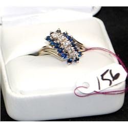 LADIES 14K STARBRITE DIAMOND & SAPPHIRE RING