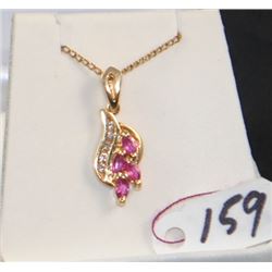 LADIES 14K PINK SAPPHIRE & DIAMOND FASHION PENDANT