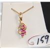 Image 1 : LADIES 14K PINK SAPPHIRE & DIAMOND FASHION PENDANT