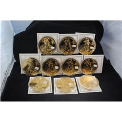 SET OF 10 GIANT 1/2 POUND GOLDEN EAGLE COINS