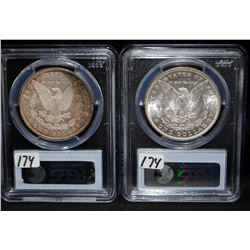 1885-0 & 1881-S MORGAN DOLLARS - PCGS MS64