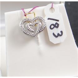 LADIES 14K WHITE GOLD DIAMOND HEART SHAPED PENDANT