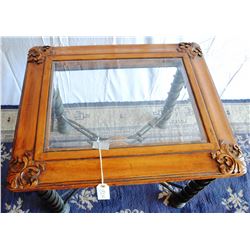 BEVELED GLASS TOP WROUGHT IRON LEG TABLE