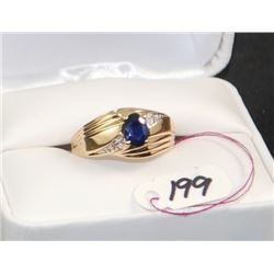 LADIES 10K BLUE SAPPHIRE & DIAMOND FASHION RING