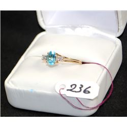 LADIES 10K BLUE TOPAZ & DIAMOND RING
