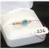 Image 2 : LADIES 10K BLUE TOPAZ & DIAMOND RING