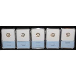 FIVE GRADED MERCURY DIMES