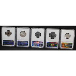 FIVE GRADED FOREIGN COINS