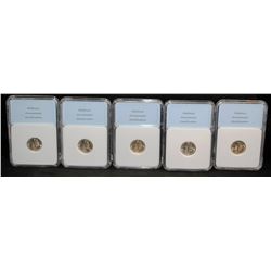 FIVE GRADED MERCURY DIMES