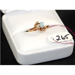 LADIES 10K YELLOW GOLD OPAL & DIAMOND RING
