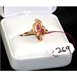LADIES 14K RUBY & DIAMOND FASHION RING