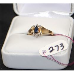 LADIES 10K BLUE SAPPHIRE & DIAMOND FASHION RING
