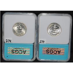 1935 & 1942 WASHINGTON QUARTERS - ACGS MS65BU