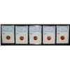 Image 2 : FIVE GRADED NNC MS67 RED LINCOLN CENTS