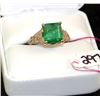 Image 1 : LADIES ANTIQUE 14K WHITE GOLD EMERALD RING