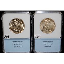 TWO NNC GRADED WALKING LIBERTY HALF DOLLARS