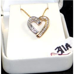 10K YELLOW GOLD HEART SHAPED DIAMOND PENDANT