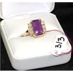 LADIES 14K DIAMOND & AMETHYST RING