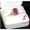 Image 1 : LADIES 14K DIAMOND & AMETHYST RING