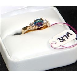 14K YELLOW GOLD DIAMOND & TOURMALINE RING