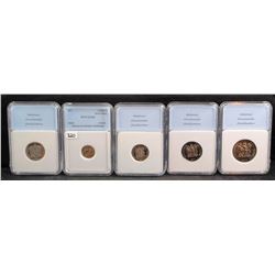 FIVE PROOF NNC FOREIGN COINS