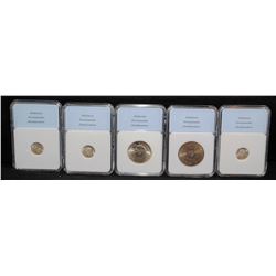 FIVE NNC GRADED FOREIGN COINS