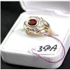 Image 3 : LADIES 14K TWO-TONE GARNET & DIAMOND RING