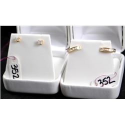 TWO PAIRS OF LADIES 14K DIAMOND EARRINGS
