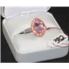 Image 1 : 14K WHITE GOLD RING - HALO DESIGN - PINK CZ'S